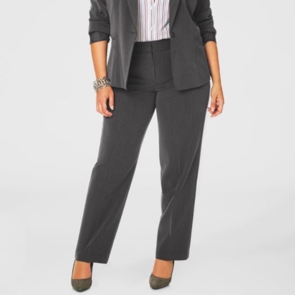 ASHLEY STEWART Straight Trouser Pants Gray